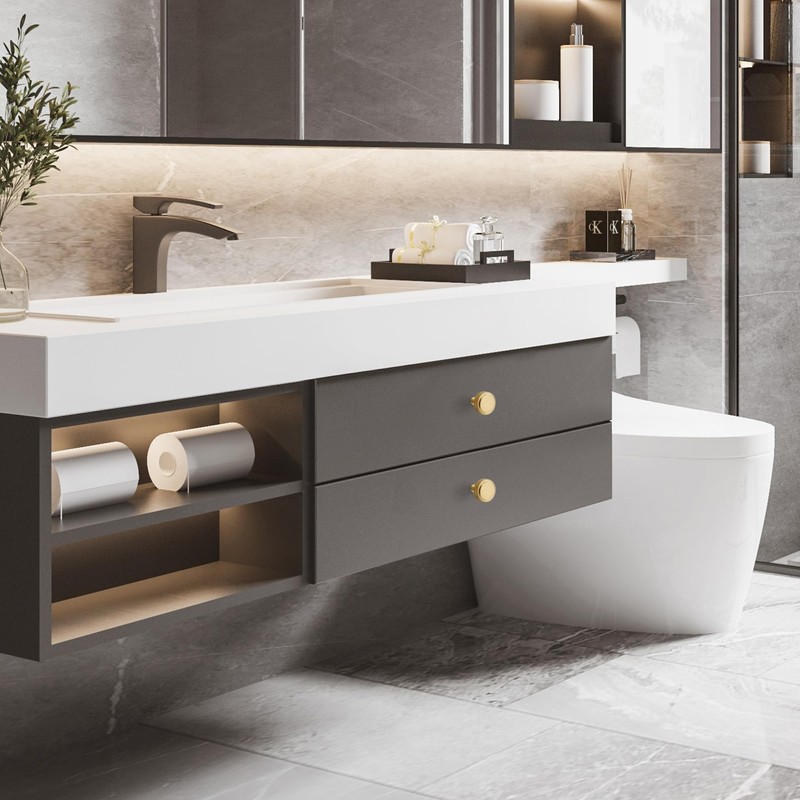 KOPPALIVE 5-Pack Solid Brass Cabinet Knobs, Gold Knurled Dresser Drawer