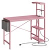 Bestier Pink Gaming Desk with Power Outlets, 44 Inch Led