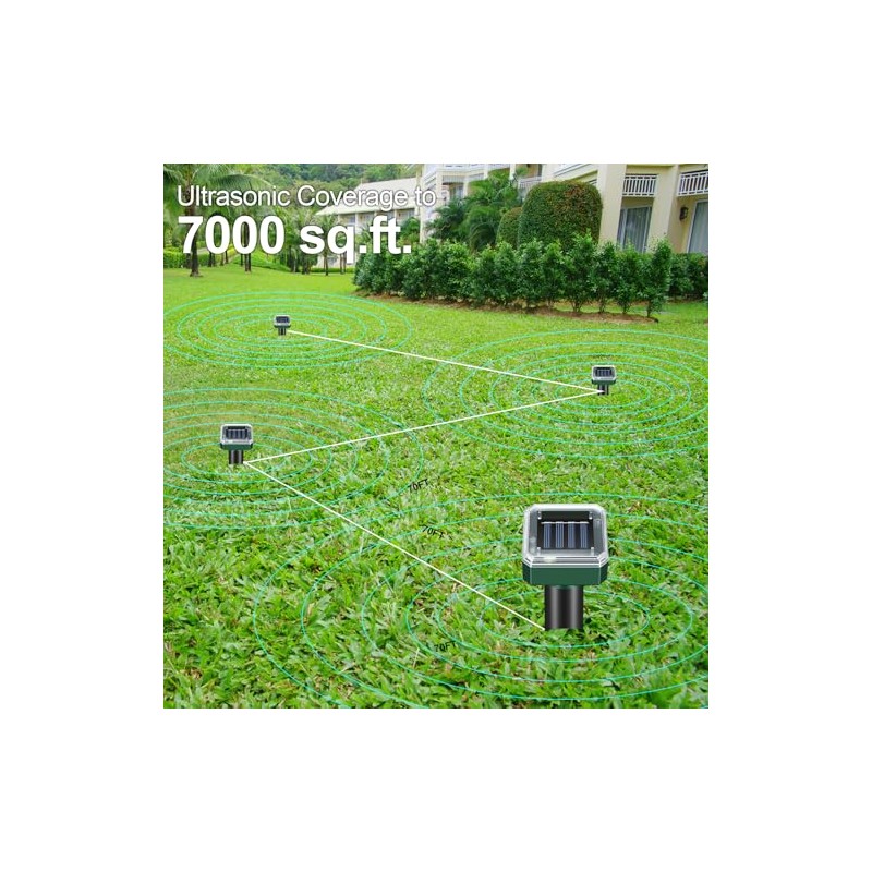Mole Repellent for Lawns 8 Pack, Solar Powered Mole Repeller