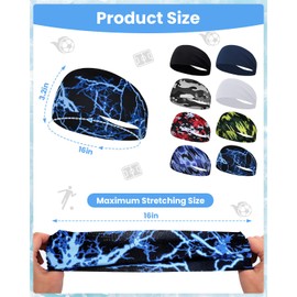 8 Pcs Sports Headbands for Boys,Breathable Kids Sweatbands with Non Slip Elastic,Comfortable Sports Kids Headbands for Baseball Soccer Basketball