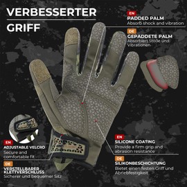 HANDLANDY Utility Work Gloves with Grip for Men, Flexible Impact Resistant Mechanic Motorcycle Hunting Gloves (Camouflage, M)