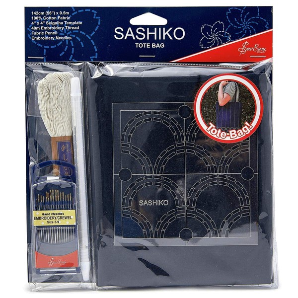 Sew Easy Sashiko DIY Tote Bag Kit - Includes Everything