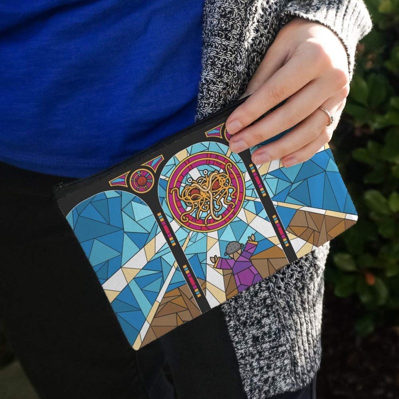 Flying Spaghetti Monster Stained Glass Makeup Cosmetic Bag Organizer Pouch
