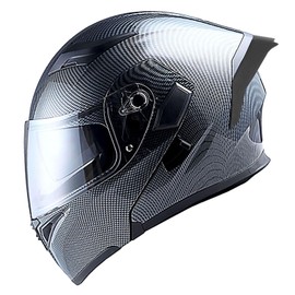 1Storm Motorcycle Modular Full Face Helmet Flip up Dual Visor Sun Shield: HB89 Carbon Fiber Black
