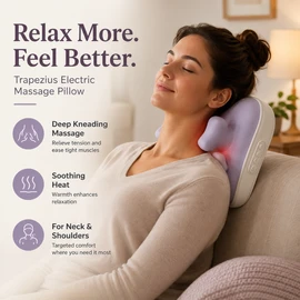Heated Shiatsu Massage Pillow for Full-Body Relaxation – Deep Kneading Massager for Home, Office and Car