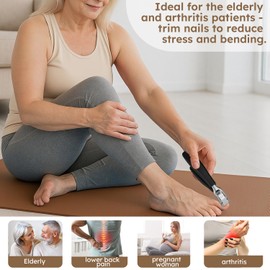 Toenail Clippers for Thick Nails for Seniors, Nail Clippers for Men Angled Head, Toe Nail Clippers Wide Jaw Opening with Catcher, Heavy Duty Non-Slip Handle Sharp Blade