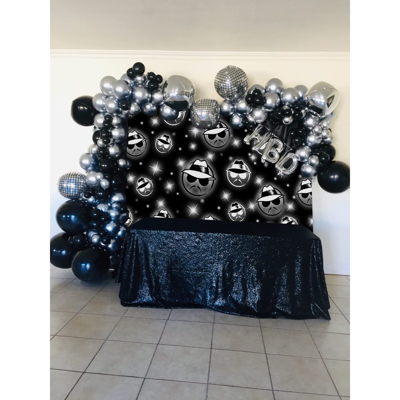 Cholo Theme Backdrop Early 2000s Background 7x5FT Black Glitter Old