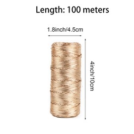 100M Metallic Twine String,1.5MM Champagne Gold String Twine,Tinsel Thread Cord,Non-Elastic Metallic String For Hanging Craft&Card