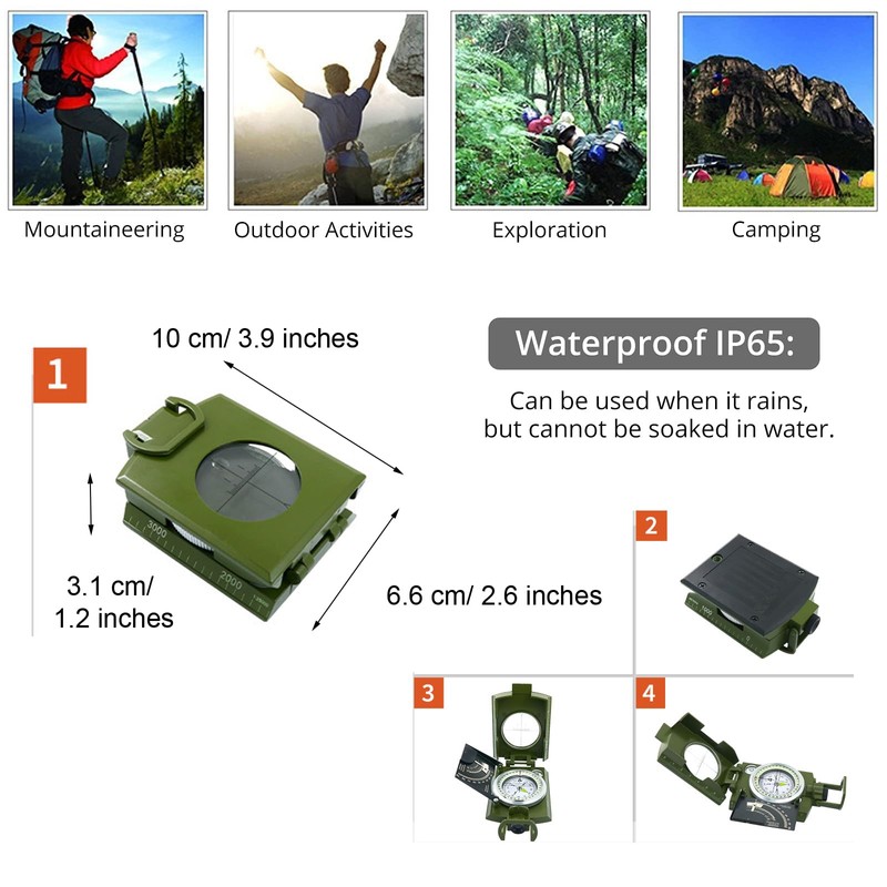 zalati Compasses High Accuracy Multifunctional Tool Military Compass Navigation for