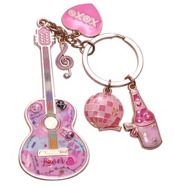 Birthday Gift with Taylor Quotes Merch, Pink Keychain Gifts For Her Music Song Lover Fans Girlfriend Daughter Mom Women Guitar Keychains Purse Car Bag Charms Valentines Easter Gifts Christmas