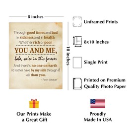 You & Me Forever - Love Quotes Wall Art. Marriage Vows, Loving Typographic Parchment Wall Print By Fawn Weaver. Ideal For Home Decor & Bedroom Decor. Perfect Gift For Couples. Unframed - 8x10"