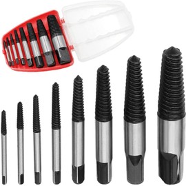 KEWAYO Professional Screw Extractor Set [8 Pieces Made of HSS 4241] - Left Extractor Set for Damaged Screws, Extractor Extractor, Includes Storage Box