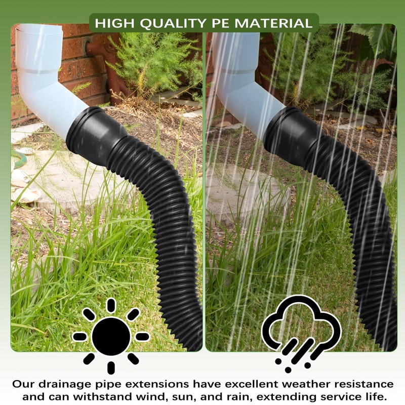 AROMUJOY 1 Piece Drain Flexible Downpipe Extension, Round Extendable Rain