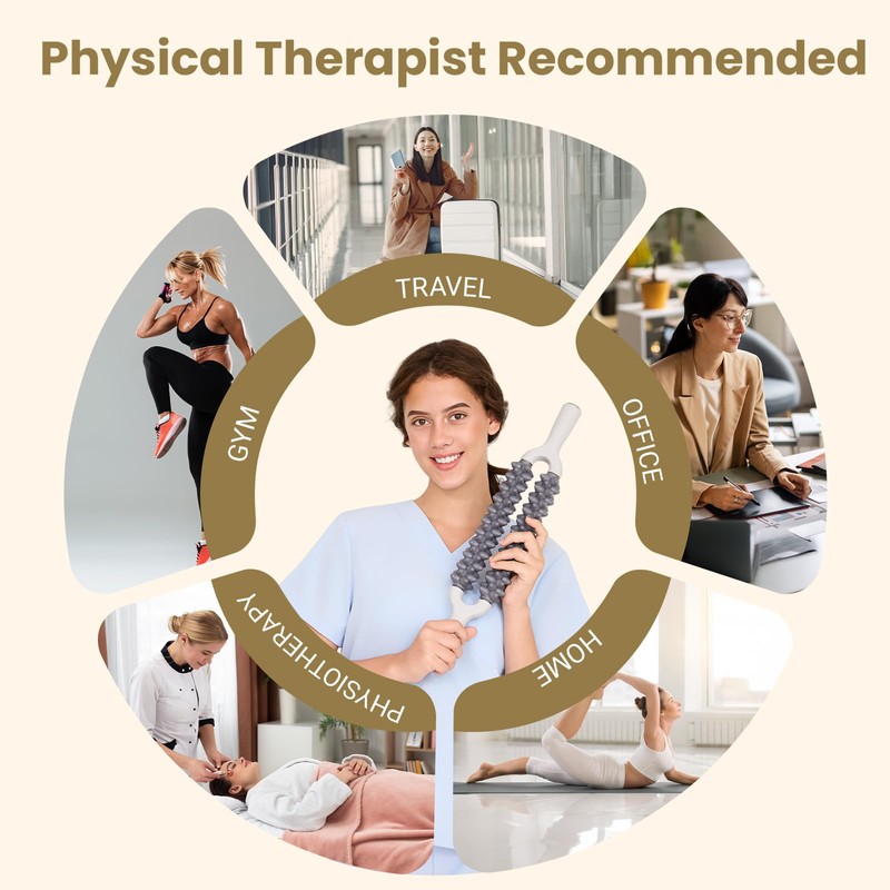 Double Row Muscle Roller Stick for Muscles Deep Tissue，with one-Piece