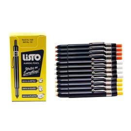 Listo 1620 Marking Pencils, Box of 12 - Colors: Orange, White, Yellow - Grease Pencils/China Marking Pencils/Wax Pencils (12-Pens, Colors: Orange, White, Yellow)