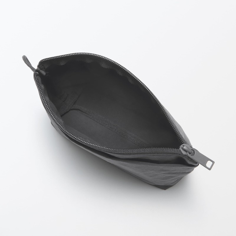 MUJI 84473883 Wrinkle Nylon Pouch with Gusset, Dark Gray, M,