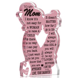 Mothers Day Gifts for Mum, Acrylic Desktop Plaque Gifts, Mum Birthday Gifts, Mum Gifts from Daughter, Mother's Day Birthday Christmas Gifts for Mum (Pink)