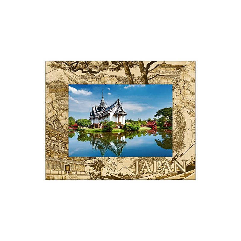 Saddle Mountain Souvenir Japan Laser Engraved Wood Picture Frame Landscape