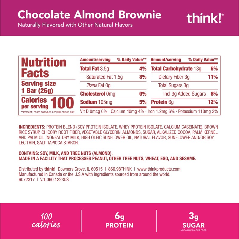 think! Minis, Chocolate Almond Brownie, 15 Count