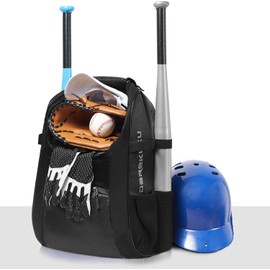 DAREKUKU Youth Baseball Backpack, Softball Bags for Boys and Adults Tee-Ball Bag for Kids, Holds 4 Bats, Helmet