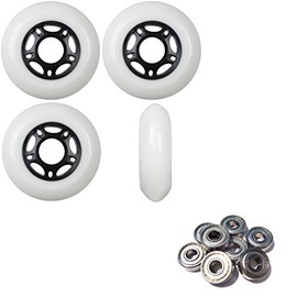 Outdoor Inline Skate Wheels 72MM 89a White x4 W/ABEC 5 Bearings
