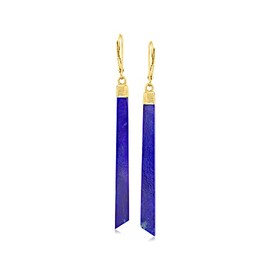Ross-Simons Lapis Linear Drop Earrings in 18kt Gold Over Sterling