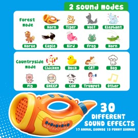 Aooess Voice Changer Toy for Kids 5-7: Animal Sounds Horn 30 Fun Sound Effects & Lights Voice Changer Device Kids Hunting Toys Nature Exploration Outdoor Toys for Boys Girls Ages 3-8 Olds, Orange