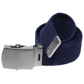 Jackster Belt, Military Grade Cotton Webbing Belt with Silver Military Belt Buckle Adjustable (Navy)