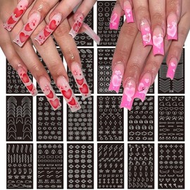 MOLILON Airbrush Stencils for Nails - Moon Star Heart Butterfly, French Tip Nail Stickers Decals Printing Templates Stencil Tool Hollow Nail Art Stickers for Nail Designs (154 Designs, 24 Sheets)