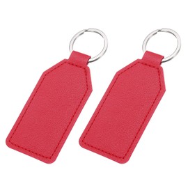 uxcell 2pcs Leather Key Fob, PU Car Keychain Blanks Key Rings Key Holder for DIY Laser Engraving Birthday Father's Day Gifts, Dark Red