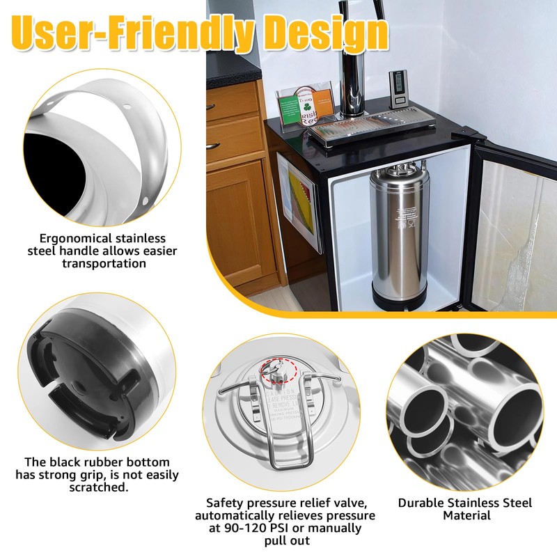 Hgkeke New 5 Gallon Corny Keg- Food Grade Stainless Steel