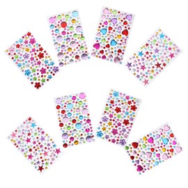 SHINEOFI Acrylic Nail Rhinestones 8 Sheets Face Gems Stickers Face Jewelry for Makeup