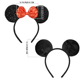 JIAHANG Mouse Ears Headbands, Bride and Groom Headband 2PCS for Party Park Amusement Photography Couple Women Girls (2 black)