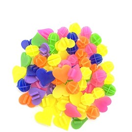 CKANDAY 72 Pieces Bike Wheel Spokes Beads, 2 Styles Colorful Bicycle Decoration Spoke Plastic Clip Round Decor Beads for Kids, Assorted Color and Shapes, Love & Round Types