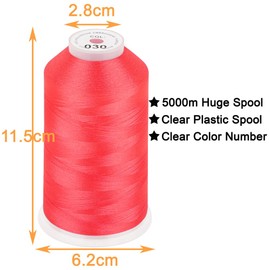New Brothread - Bobina enorme individual de 5000 m, cada hilo de máquina de bordar de poliéster, 40 W, para máquinas comerciales y domésticas, color bermellón
