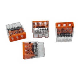 Pack of 20 x Wago 2273-203 Compact Connection Box Terminals Ø 0.5 - 2.5 mm², 3-Pin, Transparent, Orange
