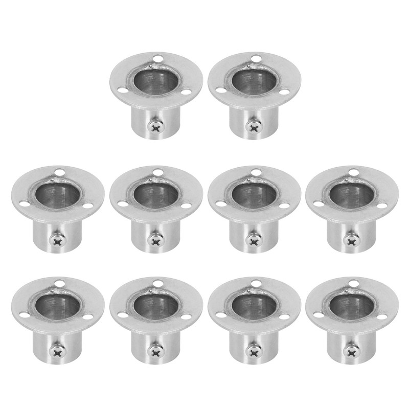 10Set Flanged Holder Base Thicken Stainless Steel Closet Rod Tube
