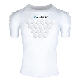 Londkaron Youth Elite Chest Protector Shirt, Padding on Chest, Arms, & Back for Baseball, Softball & Football (Medium, White)