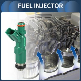 INFINAUTO Fuel Injector, Engine Fuel Injection Nozzle No.23209-21020 for Toyota Prius 2001-2009 1.5L for Toyota Echo Base 2000-2005 1.5L Green, 4 Pcs