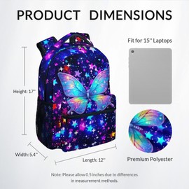 COZYAURA Butterfly Backpack for Girls, 17 Inch Kids School Bag for Elementary, Kindergarten & Preschool – Durable Bookbag for Toddler Students