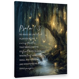 PHAMTE Christian Wall Art Decor Canvas 11x14, Nature Enchanted Forest Bible Verse Pictures Decorations, Religious Scripture Framed Prints Artwork for Bedroom Living Room Home Church Decor