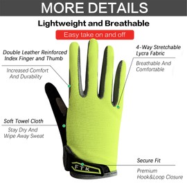 Kids Cycling Gloves Full Finger Gel Padded Anti Slip Value Pair, Bike Gloves Girls Boys Junior Good Grip Breathable for MTB BMX Dirtbike Ridding Sport Outdoor(L,Cyan)