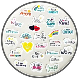 Waterproof Vinyl Affirmation Stickers - Positive Quotes, Inspirational Notes & Motivational Messages - Durable, Weatherproof, Versatile - Perfect for Laptops, Water Bottles, Journals (2.5" x 25 Pack)