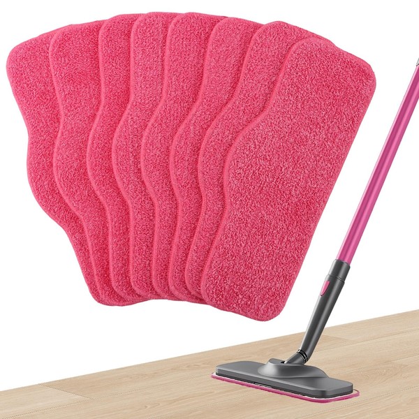 Quixleen 8-Pack Microfiber Replacement Steam Mop Pads, Washable and Reusable