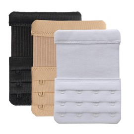 YARBAR Bra Extender Bra Extension Hook, 4 Tiers, Elastic Bra, Extension Hook, Women's, Bra Hook, Adjustable, Set of 3, 4 Tiers, 3 Color Set, Hook Distance: 0.7 inches (1.9 cm), Free size