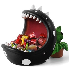 ehuoyan Piranha Plant Large Candy Bowl For Candy Dish Key Bowl Decorative Bowl Home Decorations Indoor Big Mouth Plant (Black, Extra Large)