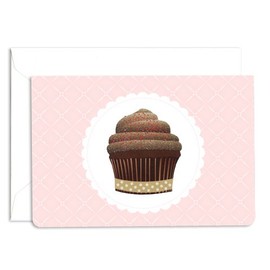 Dolce Blank Glitter Note Card - Chocolate (1 Folded Note Card + 1 Envelope) - Cupcake | Rungtong & Co. Stationery Line