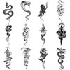12 Sheets Temporary Tattoos Snake, Men's Fake Tattoo Stickers, Death