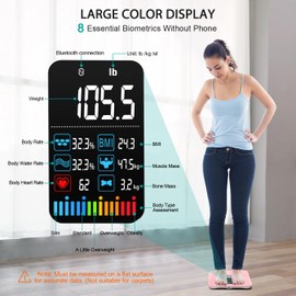 ABLEGRID ABLEGRID Body Fat Scale,Digital Smart Bathroom Scale for Body Weight,Large Color Display Screen,16 Body Composition Metrics BMI,Water Weigh,Heart Rate,Baby Mode,400lb,Rechargeable-Rosegold