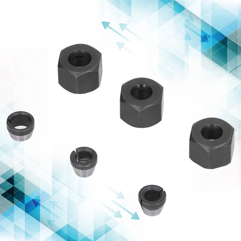 6Pcs Router Collet Adapter Carbon Steel 6mm 6.35mm 8mm Set